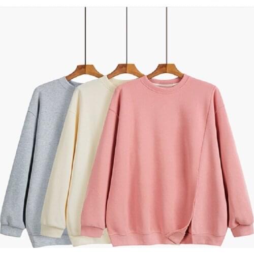 Pink Womens Sportswear Loose New Autumn Pullover Long Sleeve Top