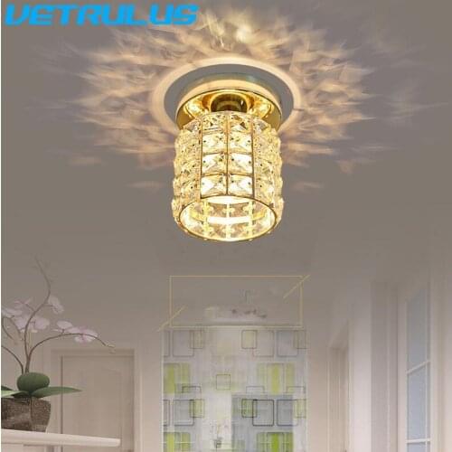 Modern Golden Crystal Cylindrical LED Ceiling Lamp For Indoor Bedroom Living Room Study Bathroom led lamps aisle corridor lamp