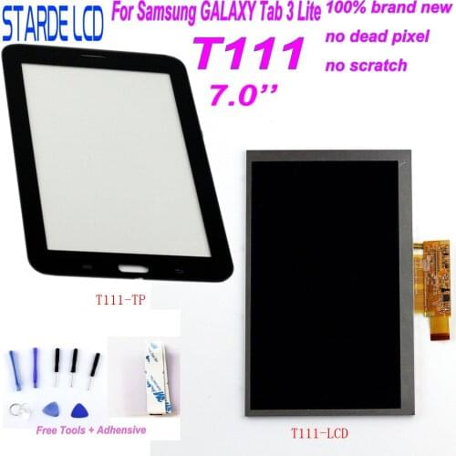 STARDE LCD for Samsung Galaxy Tab 3 Lite T111 SM-T111 3G Version LCD Display Touch Screen Digitizer Sense with Free Tools Adhens