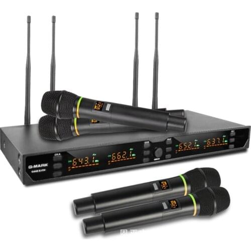 1Set 4 Channel Wireless Microphone streamer Handheld Dynamic Metal Body Frequency Selectable For Karaoke Stage MK008F