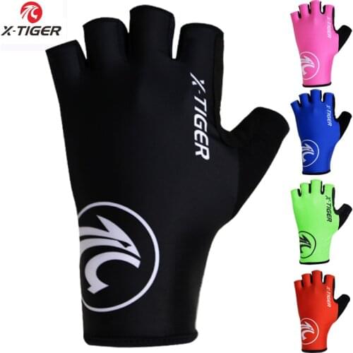 X-Tiger Breaking Wind Cycling Gloves Half Finger Anti-slip Bicycle Mittens Racing Road Bike Glove MTB Biciclet Guantes Ciclismo