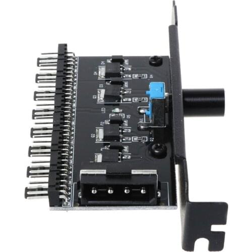 PC 8 Channels Fan Hub Cooling Fan Speed Controller for CPU Case HDD VGA PWM Fan PCI Bracket Power By 12V SATA/4Pin Fan Control