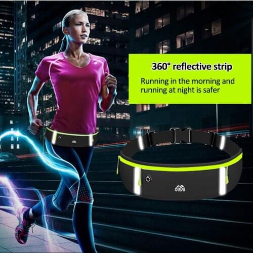 Waterproof Running Waist Bag Outdoor Phone Holder Belt Bag Anti-theft Container Reflective Belt Pack Non-slip Gym Sports Bag