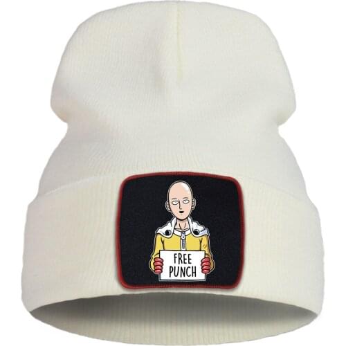 Free Punch Printed Beanie One Punch Man Cartoon Bonnet Cap Japan Anime Knitted Caps Outdoor Beanie Hats Casual Skullies Hat