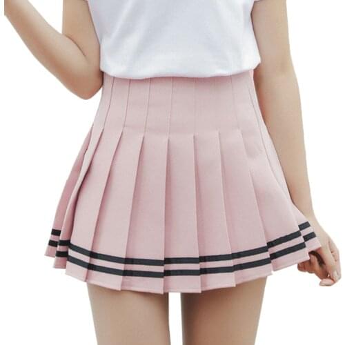 Girls Plaid Skirt Sexy Tennis Skirt Sweet Stripe High Waist Skirt Uniforms Cheerleading Sports Running Skirt For Badminton