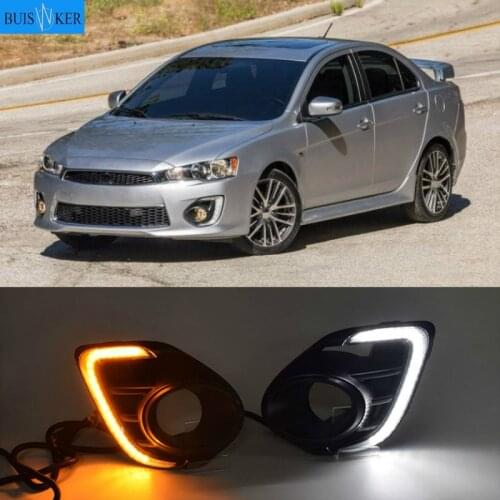 1Pair Fog lamp For Mitsubishi Lancer 2016 2017 2018 2019 12V LED Daytime Running Light DRL Lamp with yellow signal
