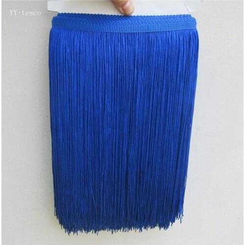 10 Meter Royal blue Polyester Lace Tassel Fringe Lace Trim Ribbon Sew Latin Dress Stage Garment Curtain Accessories 30cm