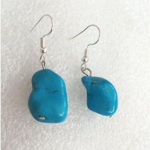 10 Pairs / Lots Woman Jewelry Classic Earring 20mm Blue Stone Natural Baroque Beads Dangle Hook Earrings