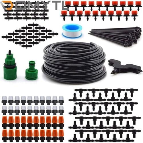 50M 4*7mm Hose Atomized Irrigation System Diy Automatic Watering Device Set Garden Plant Lawn Spray Misting Cooling System