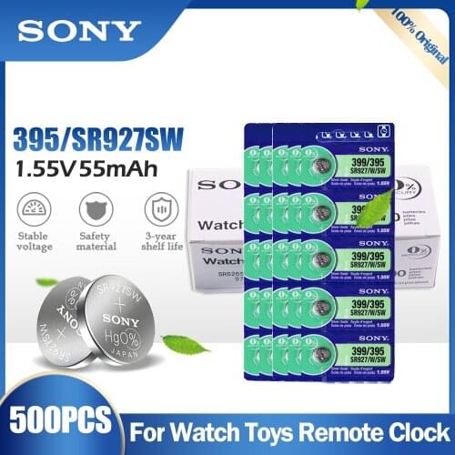 500PCS Original Sony 395 399 AG7 SR927SW SR927W SR927 LR927 LR927W 1.55V Silver Oxide Battery For Watch Toys Remote Button Cell