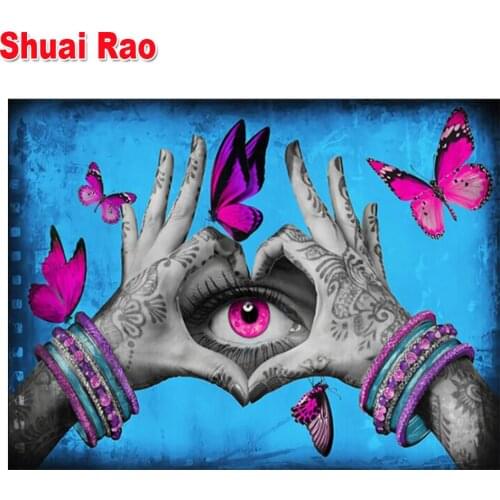 Diamond embroidery loving Gesture With Butterfly Eye 3d painting diamond painting round/square diamond mosaic cross stitch