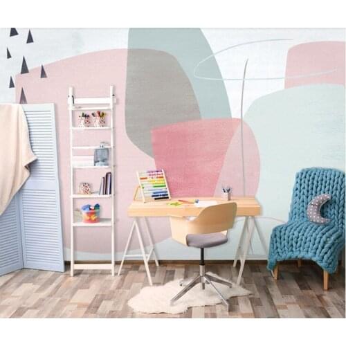 Bacal Geometry 8D Papel Cartoon Mural Wallpaper for Girls kids Room 3d Wall Mural Wallpaper 3D Modern Photo Murals