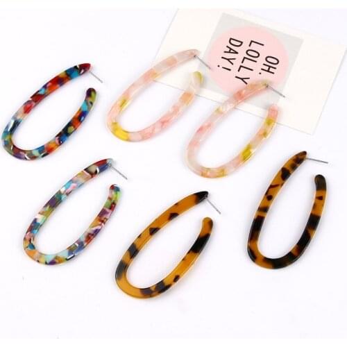 Bohemian Earrings Fashion Exaggerated Big-name Trend Earrings Acrylic Acetate Plate U-shaped Leopard Earrings Women Amybaby