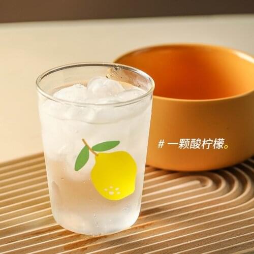 Original Ins Wind Online Celebrity Fruit Series Printing Water Cup Home Simple Juice Soda High Temperature Glass Cup Drinking