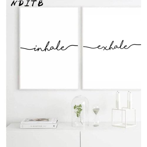 Inhale Exhale Black White Poster Minimalist Canvas Wall Art Canvas Print Decorative Picture Painting Nordic Room Decoration