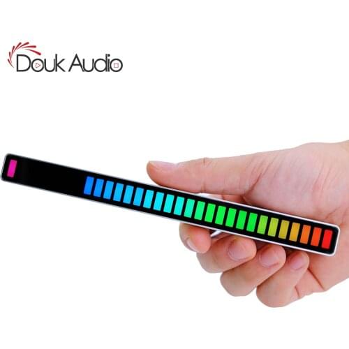 Douk Audio 32-Bit RGB Colorful MIC Music Levels Light Sound Level Indicator Wireless Audio Spectrum Bar for Car/Studio