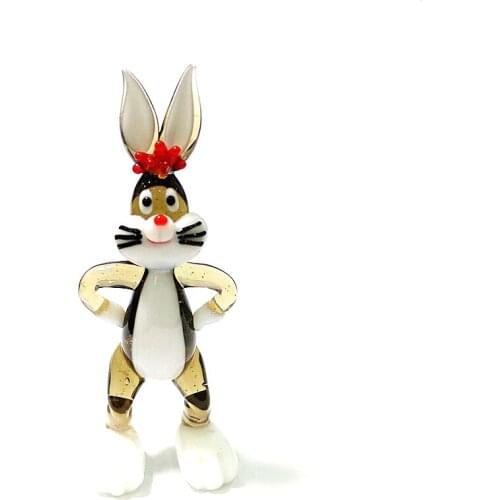 Art Glass Rabbit Figurine Japanese Style Cartoon Animal Image Craft Ornaments Childrens Room Decor Holiday Party Gifts For Kids