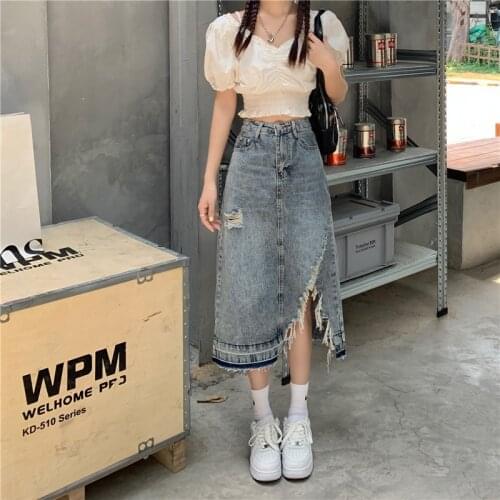 Cheap wholesale 2021 spring summer autumn new fashion casual sexy women Skirt woman female OL long skirt jeans skirt Vy1486