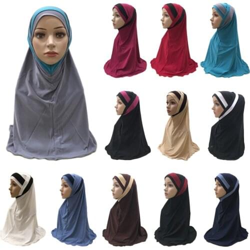 Two Pieces Muslim Hijabs Bandanas Head Wrap Under Scarf Bone Bonnet Headscarf Ladies Arab Islam Full Cover Prayer Hat For Women