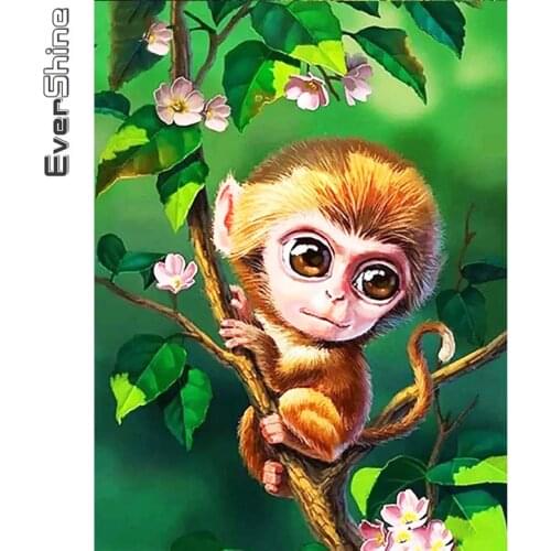 Evershine Diamond Painting Monkey Full Square Round Diamond Embroidery Animal Cross Stitch Rhinestone Picture Mosaic Home Decor