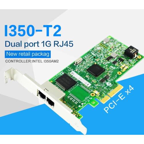 FANMI I350-T2 PCI-E 4X Server Dual RJ45 Port Gigabit Ethernet LAN Intel i350AM2 1G Network Card