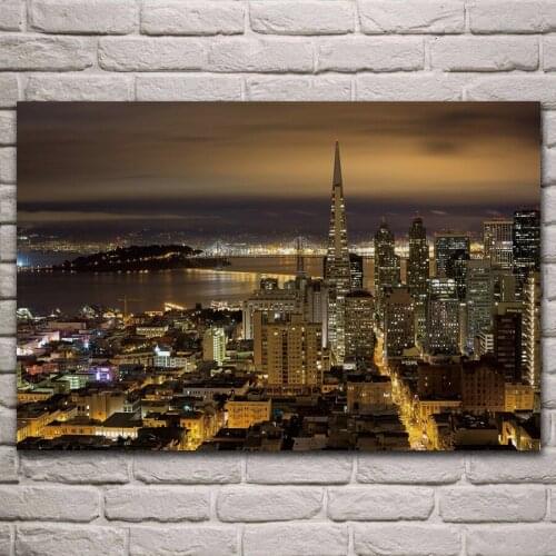 San Francisco cityscape Oakland Bay Bridge nightscape fabric poster living room home wall decorative canvas silk art print KL420