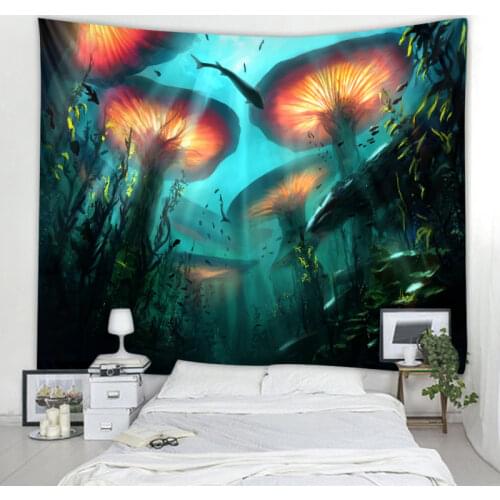Indian Mushroom Mandala Tapestry Wall Mount Bohemian Gypsy Psychedelic Tapestry Witchcraft Tapestry Living Room Decoration Bedro