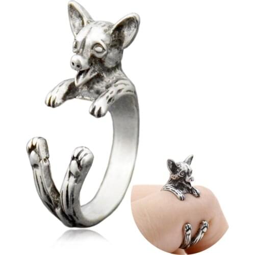 Retro Chihuahua Anillos Dog Ring Men Boho Brass Knuckle Anel Feminino Couple Rings For Women Fashion Jewelry Boyfriend Gifts