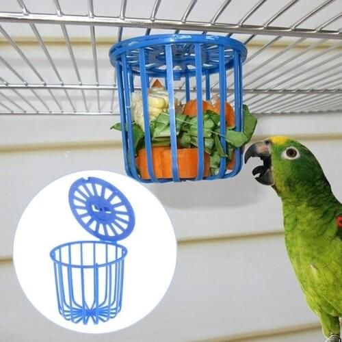 1PC Blue Cute Bird Parrot Feeder Cage Fruit Vegetable Holder Cage Accessories Hanging Basket Container Toys Pet Bird