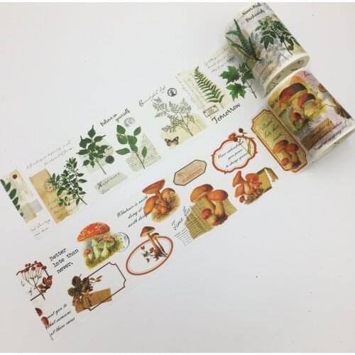 Beautiful 6cm*5m Champignon and Plante World Washi Tape /Box packing/Adhesive DIY Scrapbooking Sticker Label Masking Tape