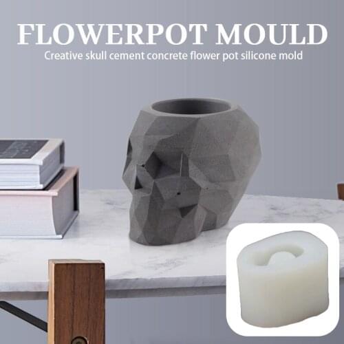 Creative Geometric Skull Flowerpot Mold Concrete Plants Silicone Vase Flower Pot Mould DIY Cement Mould Clay Craft Pen Holder
