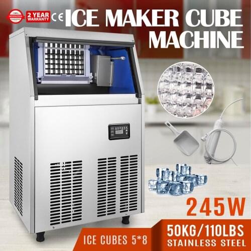 50KG Stainless Steel Commercial 110Lbs /24Hrs Ice Maker Machine Air Cooled Cube