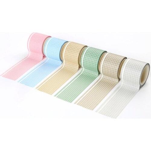 Simple Colorful Grid Washi Tape Japanese Paper DIY Planner 3.5cm Wide Masking Adhesive Tapes Sticker Decorative Stationery Tape