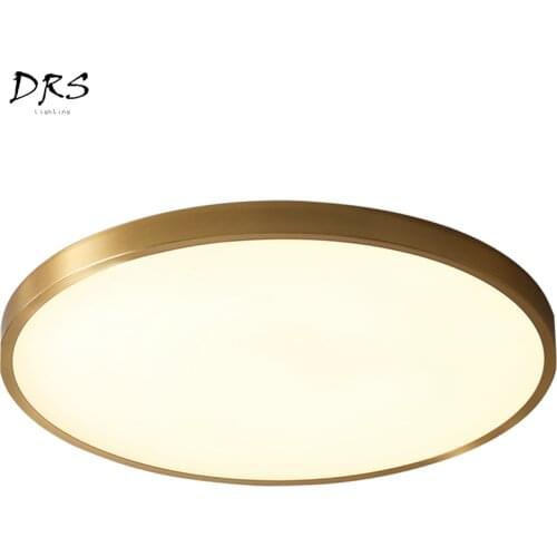 Full copper American led tricolor light ceiling lamp bedroom bedroom balcony aisle modern minimalist lamps ceiling lights
