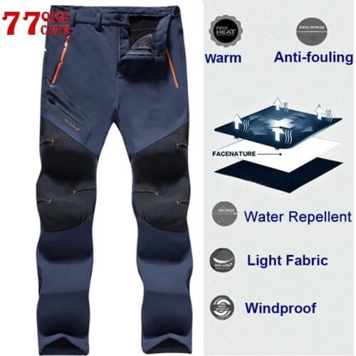 Mens Winter Hiking Pant Plus Size Softshell Fleece Outdoor Pants Male Trekking Fish Camp Climb Ski Warm Travel Trousers