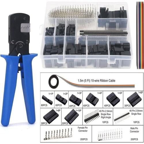 1550 Pcs DuPont Terminal SET & Crimping Pliers 0.08-0.5mm 28-20 AWG Crimp Range Crimper XH2.54/PH2.0/ZH1.5/SH1.0/ 2.0/2510 Tools