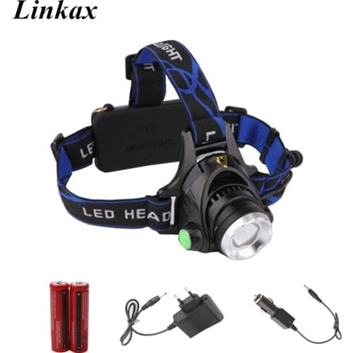 Zoomable XML-T6 LED Head Light Head Lamp Rechargeable Headlight Headlamp 3-Modes 5000LM 18650 Head Flashlight for Outdoor Sport