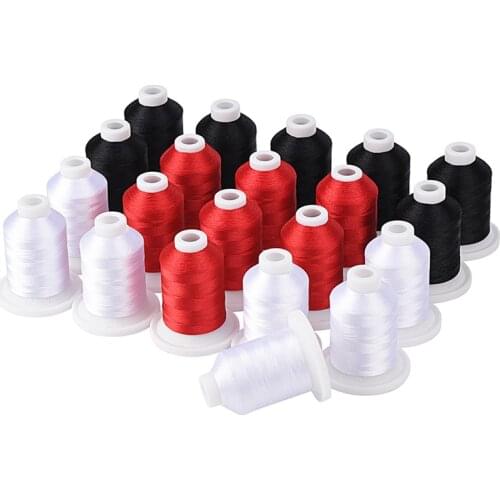 Simthread Polyester Embroidery Machine Thread 21 Upgraded Snap Spools 800Y - 3 Classic Colors, White Black Red or Grey