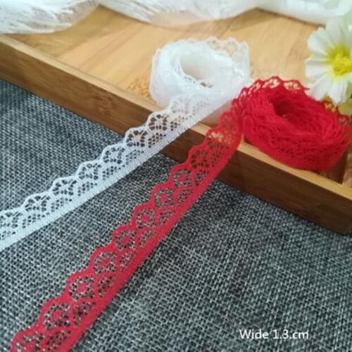 1M New Embroidery Lace Tulle Guipure Trim 1.3cm White Red Lace Fabric Dress Decoration Lace Ribbon Craft Diy Sewing Supplies E02