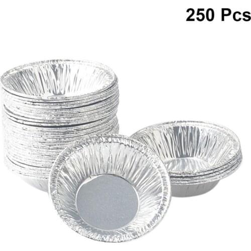 250PCS Disposable Aluminum Foil Cups Muffin Cupcake Tin Mold Round Egg Tart Molds Baking Tool Disposable Tin Foil Egg Tart Base