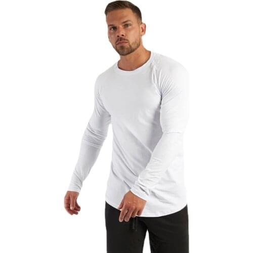 Autumn Cotton Fitness Long Sleeve T Shirt Men Spring Slim Fit Sport T-Shirt Man O-neck Running Shirt Gym Tee Bodybuilding Tshirt