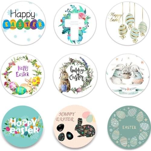 24/48pcs Happy Easter Paper Sticker Cake Baking Seal Self Adhesive Sticker Labels Easter Party Gift Bag Box/Envelope Decoration