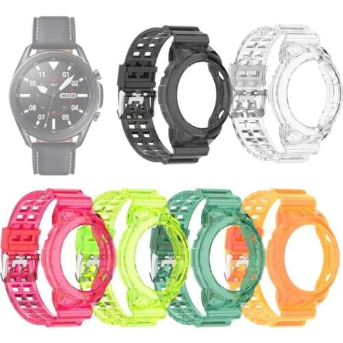 TPU Transparent Shell Strap Wrist Band Watchband Frame Crystal Case For Samsung Galaxy Watch 3 41mm 45mm Wristband Bumper Cover