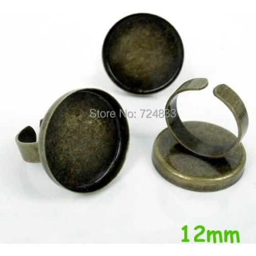 Blank Bezel Ring bases w/ Inner 12mm Round Deep wall cups tray Pads Open Ring Settings Antique Bronze tone
