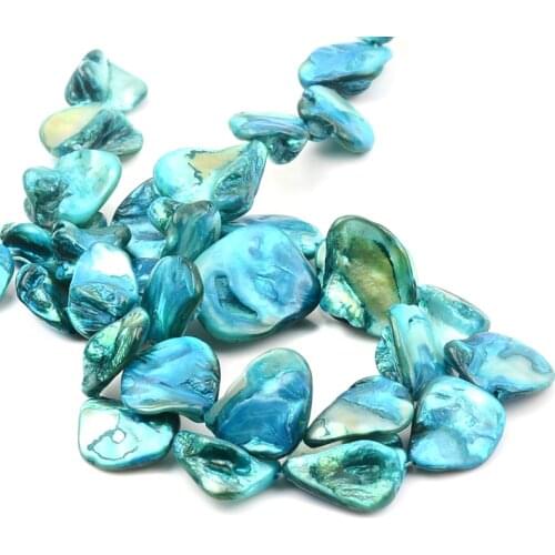 Blue Natural Stone Shell Beads Irregular Sea Loose Spacer Shell Beads Strand 15'' for Jewelry Making DIY Bracelet Accessories
