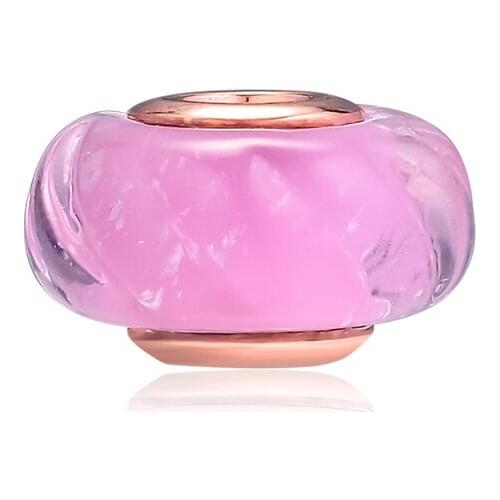 Glass Glittering Grooves Charms For Woman DIY Fits Original 925 Silver Bracelets Fashion Silver Beads For Jewelry Making