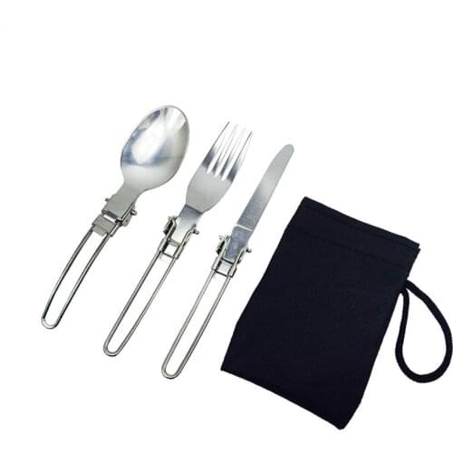 Long cookware backpack Spork fork stainless steel fold knife utensil spoon set combo Picnic camp cutlery tableware flatware
