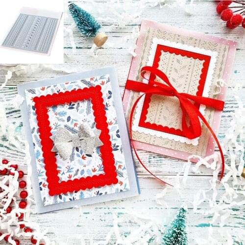 Slimline Stitched Repetition Lace Wavy Line Square Cover Metal Cutting Dies Stencil for DIY Scrapbooking Craft Paper Cards 2021