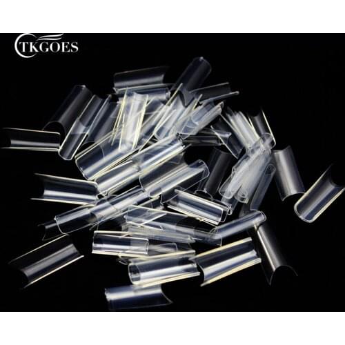 TKGOES 500pcs/back Transparent French C Tips Completely Curved Acrylic False Nail Art Tips Decorations C Shape Full Tips PS400-C