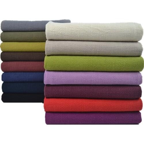 Width 51'' Autumn Winter Thickened Solid Color Slubby Cotton Linen Fabric For Jacket Trousers Tang Costume Material